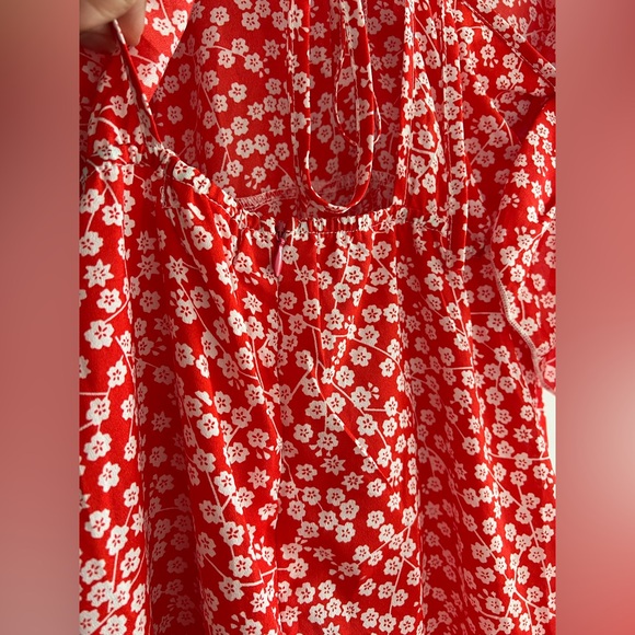 Red Floral Ruffle Dress - Picture 8 of 15